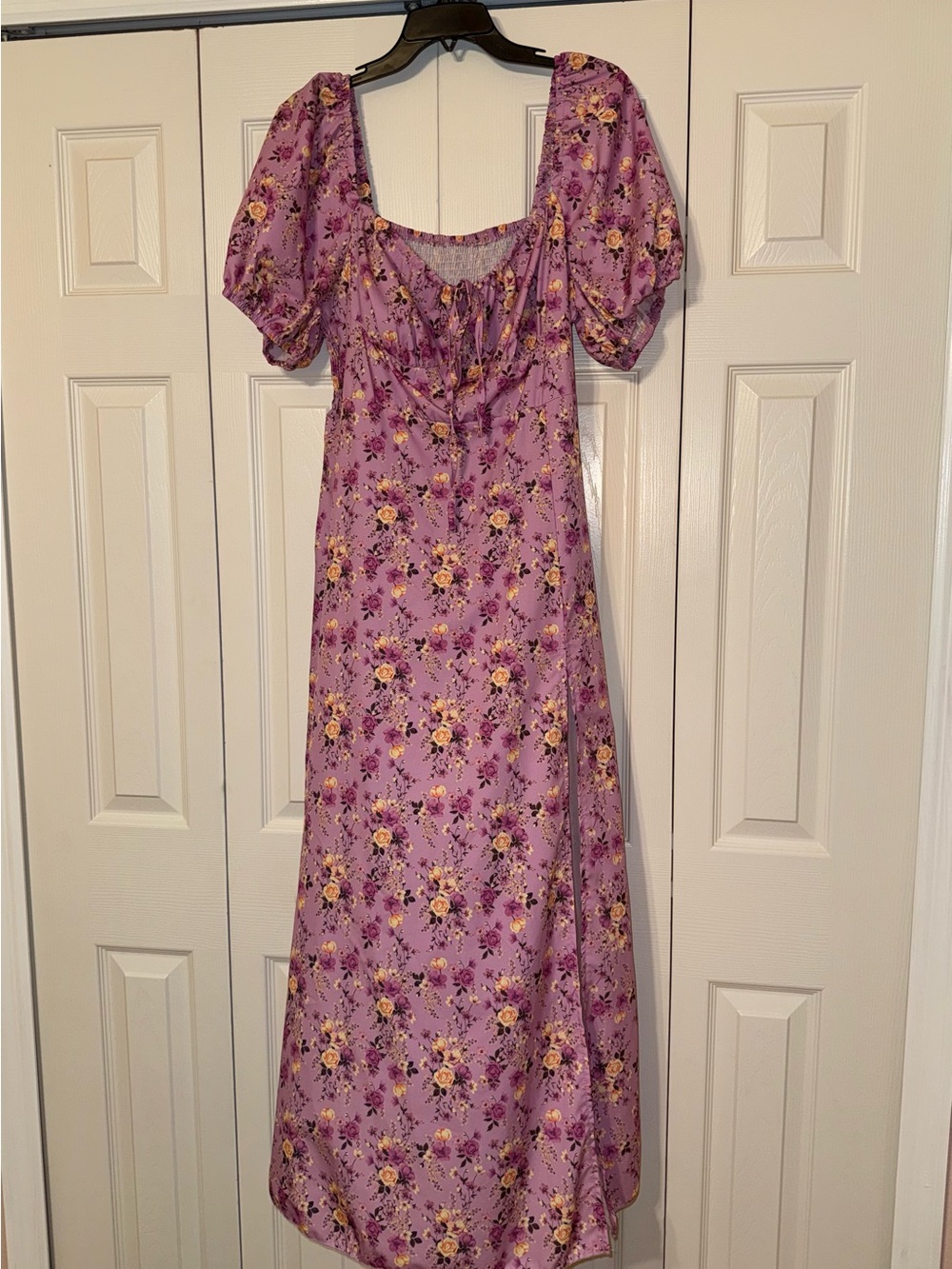 SHEIN Curve Purple Floral Midi Dress Size 0XL